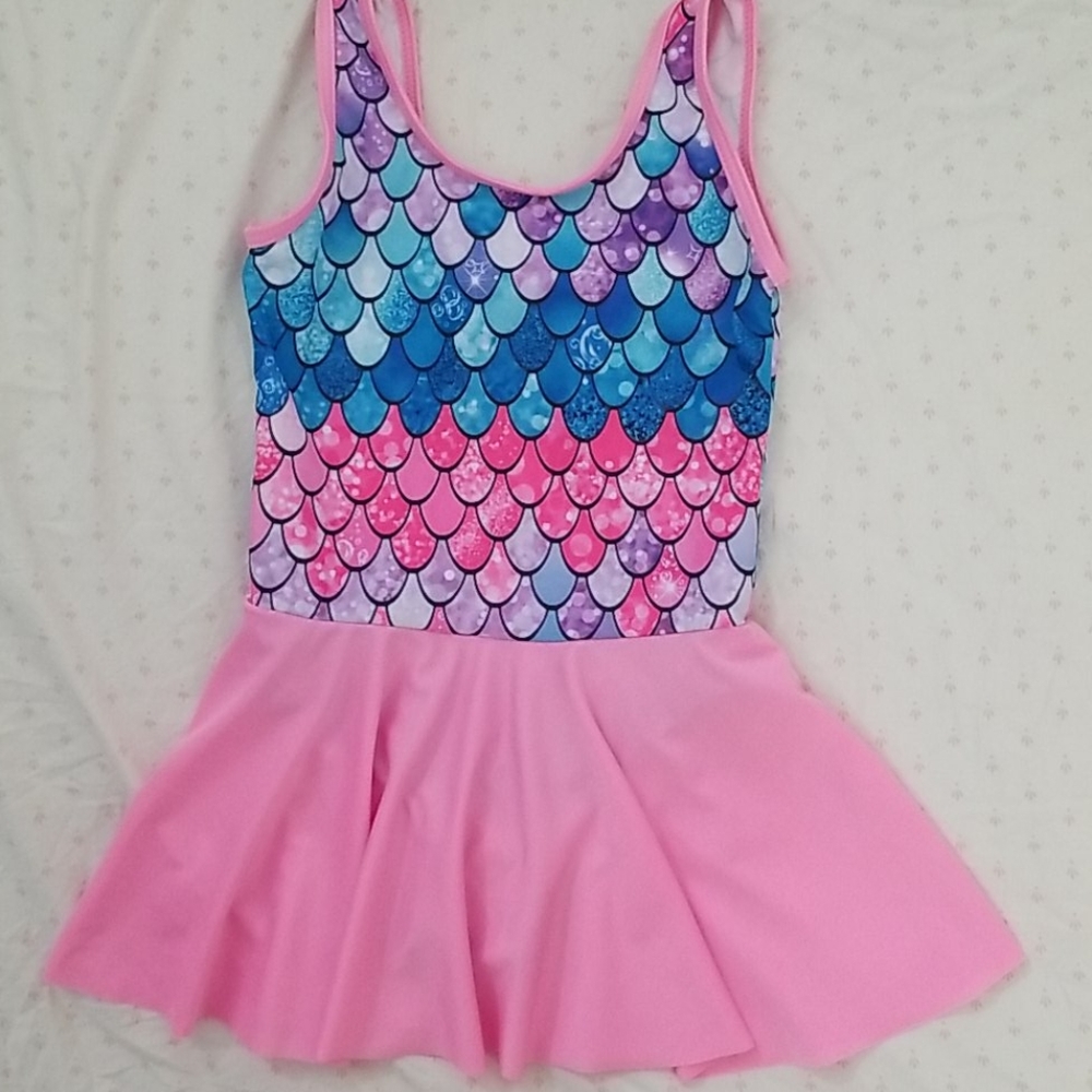 Pink skirted mermaid swimsuit